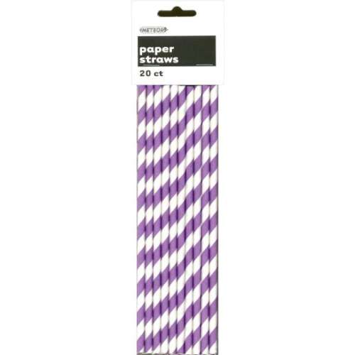 Paper Straws - Purple and White Stripes - Click Image to Close